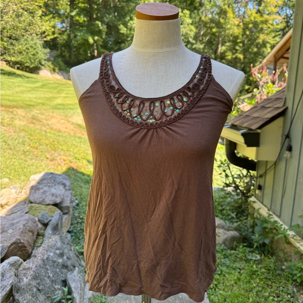 Old Navy Brown Embellished Women's Top
